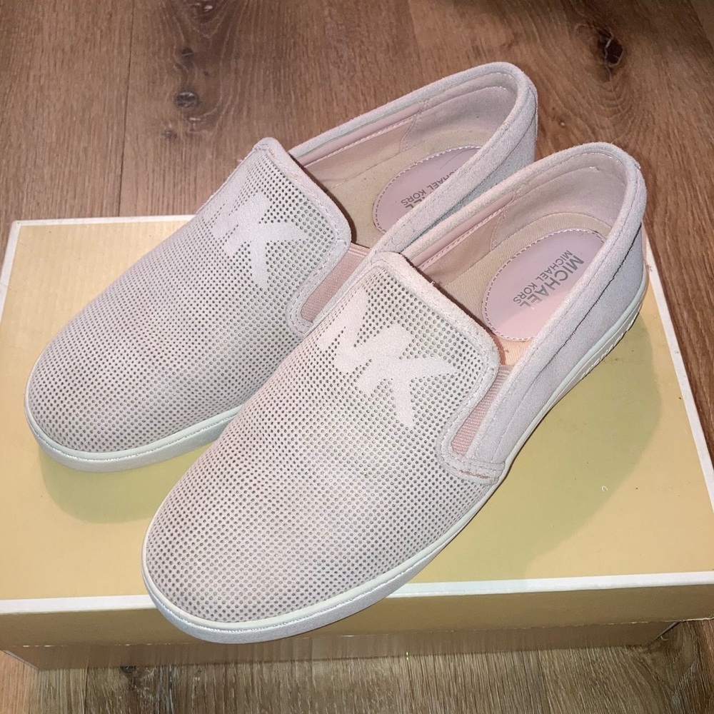 Michael Kors KEATON SLIP ON LASERED SUEDE Women’s Pink Slip-On Sneakers …